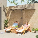 Outsunny 9.8FT Half Umbrella Patio Parasol Shade, Crank Handle, Coffee. Fixed Price $48.51.