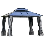 Modern Style Tier Roof Gazebo 10X12 With Privacy Polyester Curtains Grey. Fixed Price $1745.53.